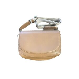 Steven Alan Leather Messenger Crossbody Shoulder Handbag Purse Brown Beige Bag